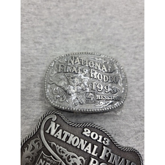 Lot of 2 Women\'s NFR Rodeo Belt Buckles Montana Silversmiths 2013 1993 Sealed main image 6